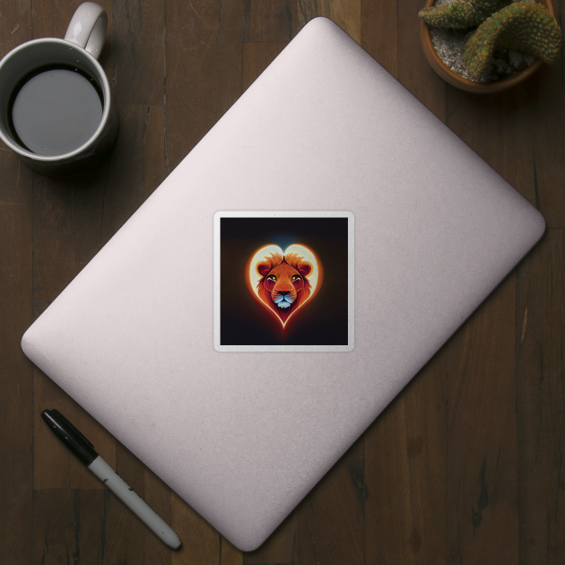 Lion in a heart shape by Geminiartstudio